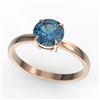Image 2 : 2 CTW London Blue Topaz Inspired Solitaire Engagement Ring 14K Rose Gold - REF-25M3H - 22228