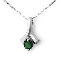 0.25 CTW Emerald Pendant 18K White Gold - REF-23X3T - 12639