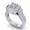 Image 2 : 2.85 CTW Princess VS/SI Diamond Art Deco Micro Halo Ring 14K White Gold - REF-555X5T - 30444
