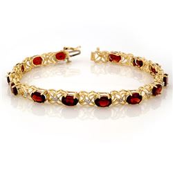 13.55 CTW Garnet & Diamond Bracelet 10K Yellow Gold - REF-52F9N - 10122