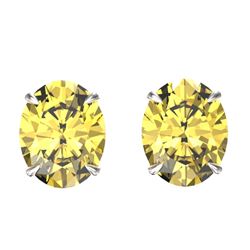 5 CTW Citrine Designer Inspired Solitaire Stud Earrings 18K White Gold - REF-33H3A - 21658