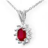 Image 1 : 0.51 CTW Ruby & Diamond Pendant 14K White Gold - REF-16T8M - 12623