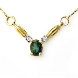 1.30 CTW Emerald & Diamond Necklace 10K Yellow Gold - REF-20Y2K - 12578