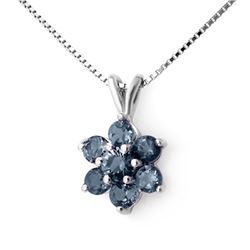 1.10 CTW Blue Sapphire Pendant 18K White Gold - REF-18Y2K - 12698