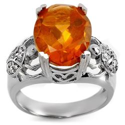 6.20 CTW Citrine & Diamond Ring 10K White Gold - REF-52K8W - 10753