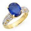 Image 1 : 4.33 CTW Kaynite & Diamond Ring 10K Yellow Gold - REF-102M2H - 13406