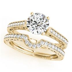 0.67 CTW Certified VS/SI Diamond Solitaire 2Pc Wedding Set Antique 14K Yellow Gold - REF-107N3Y - 31