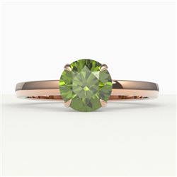 2 CTW Green Tourmaline Designer Inspired Solitaire Engagement Ring 14K Rose Gold - REF-33H6A - 22225