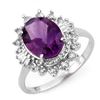 Image 1 : 3.45 CTW Amethyst & Diamond Ring 18K White Gold - REF-60X5T - 10759