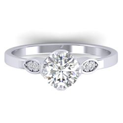 1.05 CTW Certified VS/SI Diamond Solitaire Art Deco Ring 14K White Gold - REF-278T8M - 30561
