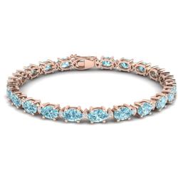 25.8 CTW Sky Blue Topaz & VS/SI Certified Diamond Eternity Bracelet 10K Rose Gold - REF-118N4Y - 294
