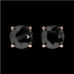 1.11 CTW Fancy Black VS Diamond Solitaire Stud Earrings 10K Rose Gold - REF-26F8N - 36588
