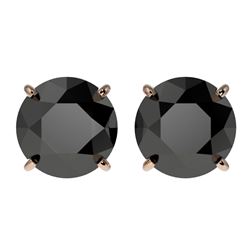 3.18 CTW Fancy Black VS Diamond Solitaire Stud Earrings 10K Rose Gold - REF-66M8H - 36698