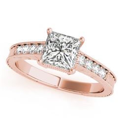 1.2 CTW Certified VS/SI Princess Diamond Solitaire Antique Ring 18K Rose Gold - REF-422H4A - 27232