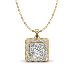 1.93 CTW Princess VS/SI Diamond Solitaire Micro Pave Necklace 18K Yellow Gold - REF-436N4Y - 37174