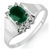 Image 1 : 1.10 CTW Emerald & Diamond Ring 10K White Gold - REF-19T8M - 14210