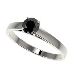 0.50 CTW Fancy Black VS Diamond Solitaire Engagement Ring 10K White Gold - REF-19X3T - 32955