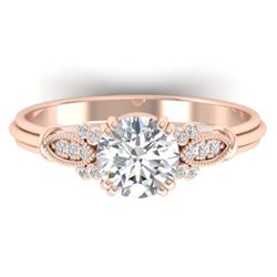 1.15 CTW Certified VS/SI Diamond Solitaire Art Deco Ring 14K Rose Gold - REF-281Y8K - 30550