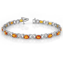 10.15 CTW Orange Sapphire & Diamond Bracelet 18K White Gold - REF-111A8X - 11673