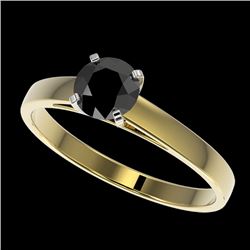 0.75 CTW Fancy Black VS Diamond Solitaire Engagement Ring 10K Yellow Gold - REF-23K5W - 32976