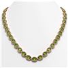 Image 1 : 48.14 CTW Peridot & Diamond Halo Necklace 10K Rose Gold - REF-756W5F - 40581