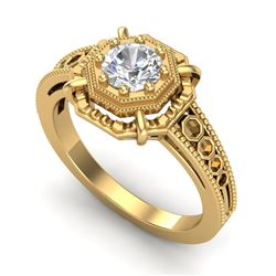 0.53 CTW VS/SI Diamond Art Deco Ring 18K Yellow Gold - REF-136X4T - 36871