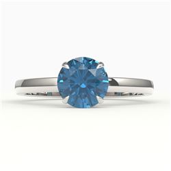 2 CTW London Blue Topaz Inspired Solitaire Engagement Ring 18K White Gold - REF-36N2Y - 22229