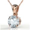 Image 1 : 2 CTW Aquamarine Designer Inspired Solitaire Necklace 14K Rose Gold - REF-32F8N - 22011