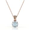 Image 2 : 2 CTW Aquamarine Designer Inspired Solitaire Necklace 14K Rose Gold - REF-32F8N - 22011