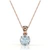 Image 2 : 2 CTW Aquamarine Designer Inspired Solitaire Necklace 14K Rose Gold - REF-32F8N - 22011