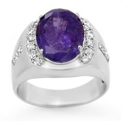 7.33 CTW Tanzanite & Diamond Men's Ring 10K White Gold - REF-251F8N - 13418