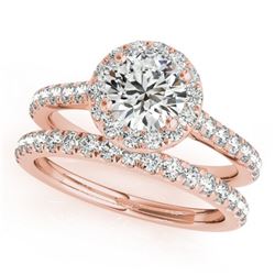 2.01 CTW Certified VS/SI Diamond 2Pc Wedding Set Solitaire Halo 14K Rose Gold - REF-527N3Y - 30844