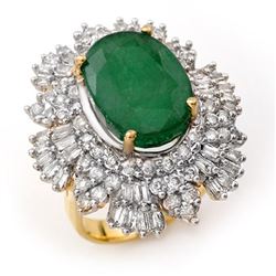 11.65 CTW Emerald & Diamond Ring 14K Yellow Gold - REF-370H4A - 12999