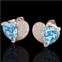 2.50 CTW Sky Blue Topaz & Micro Pave VS/SI Diamond Earrings 10K Rose Gold - REF-30T2M - 20066