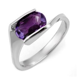 2.0 CTW Amethyst Ring 10K White Gold - REF-20T9M - 11184