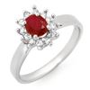 Image 1 : 0.70 CTW Ruby & Diamond Ring 14K White Gold - REF-26W4F - 14059