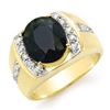 6.33 CTW Blue Sapphire & Diamond Men's Ring 10K Yellow Gold - REF-76T2M - 14484