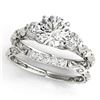 0.89 CTW Certified VS/SI Diamond 3 Stone 2Pc Wedding Set 14K White Gold - REF-119W8F - 32048