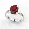 Image 2 : 3.50 CTW Garnet Designer Inspired Solitaire Ring 18K White Gold - REF-36H2A - 22063