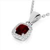 1.25 CTW Garnet & Micro Pave VS/SI Diamond Halo Necklace 10K White Gold - REF-27Y3K - 22883