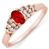 0.74 CTW Red Sapphire & Diamond Ring 14K Rose Gold - REF-28N4Y - 10200