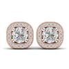 1.35 CTW Certified VS/SI Diamond Stud Micro Halo Earrings 14K Rose Gold - REF-177Y3K - 30433