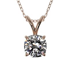 0.50 CTW Certified VS/SI Quality Cushion Cut Diamond Necklace 10K Rose Gold - REF-79W5F - 33170