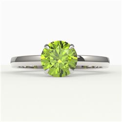2 CTW Peridot Designer Inspired Solitaire Engagement Ring 18K White Gold - REF-36W2F - 22233