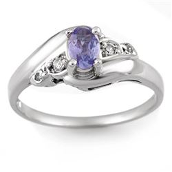 0.42 CTW Tanzanite & Diamond Ring 18K White Gold - REF-30M9H - 10441