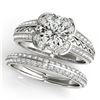 1.21 CTW Certified VS/SI Diamond 2Pc Wedding Set Solitaire Halo 14K White Gold - REF-162H2A - 31235