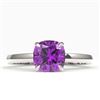 2 CTW Cushion Cut Amethyst Designer Engagement Ring 18K White Gold - REF-33F6N - 22129