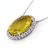 32.0 CTW Lemon Topaz & Diamond Necklace 14K White Gold - REF-240T4M - 11050