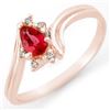 0.35 CTW Red Sapphire & Diamond Ring 18K Rose Gold - REF-26N4Y - 11450