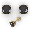 Image 2 : 1.0 CTW Black Diamond Stud Designer Earrings 18K Yellow Gold - REF-41T6M - 32269